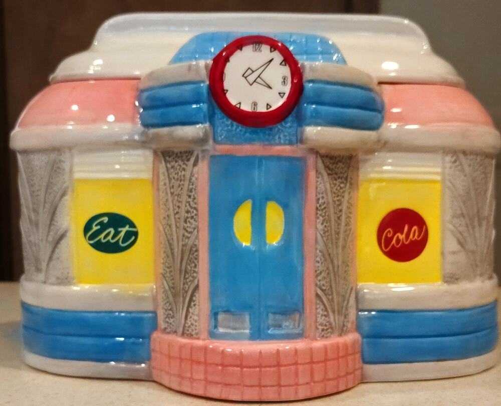 Vintage OGGI Ceramic Cookie Jar Classic American Diner Retro 1950s Style NIB